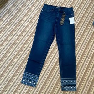 Embroidered Dark Washed Jeans, size 2, never worn, tags still on